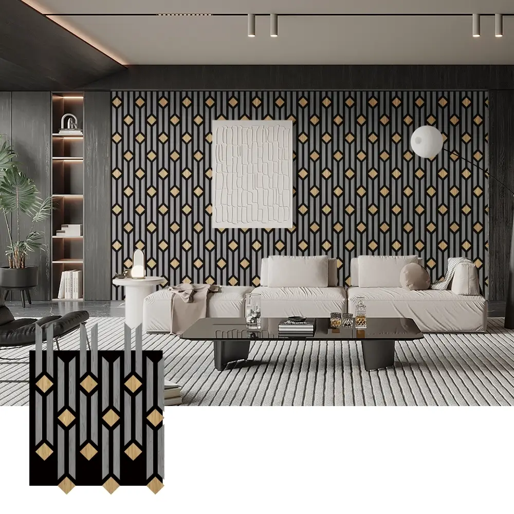 Mga Masining na 3D Acoustic Wood Panel para sa Dekorasyon sa Pader