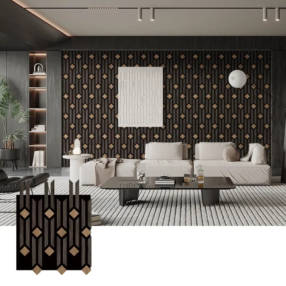 Mga Masining na 3D Acoustic Wood Panel para sa Dekorasyon sa Pader