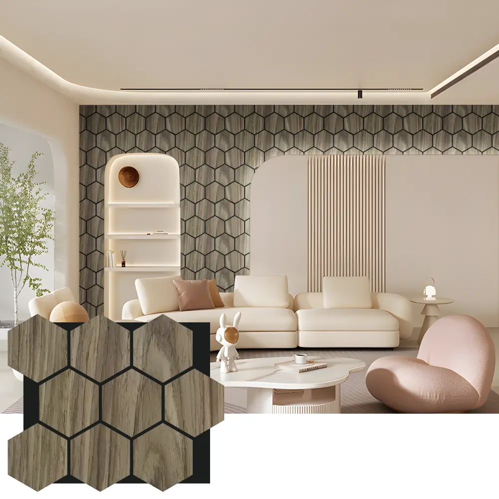 Hexagon Acoustic Wood Wall Panels para sa Interior Design